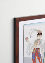 Aranżacja wnętrza, na ścianie wisi plakat w ramce: Wiejski Kogut Le Coq du Village George Barbier Art Deco 1921