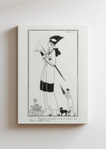 czarno-biały Art Deco kobieta w deszczu George Barbier 1914 obraz na płótnie
