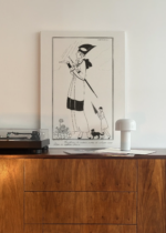 czarno-biały Art Deco kobieta w deszczu George Barbier 1914 obraz na płótnie