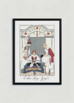 Plakat oprawiony w drewnianą brązową ramkę Vintage Italia: George Barbier Entre deux feux Art Deco 1922