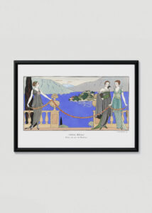 Plakat w drewnianej czarnej ramce: Isola Bella Piękna Wyspa Maggiore George Barbier 1914 Art Deco