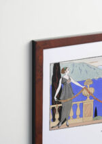 Plakat oprawiony w drewnianą brązową ramkę Vintage Italia: Isola Bella Piękna Wyspa Maggiore George Barbier 1914 Art Deco