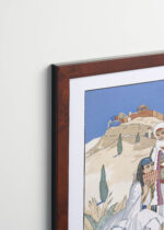 Aranżacja wnętrza, na ścianie wisi plakat w ramce: Fletnia Pana La Flûte de Pan George Barbier Art Deco Grecja Akropol