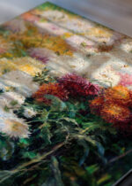 Zbliżenie na detale plakatu: chryzantemy Gustave Caillebotte jesienne kwiaty