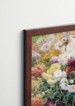 Plakat oprawiony w drewnianą brązową ramkę Vintage Italia: chryzantemy Gustave Caillebotte jesienne kwiaty