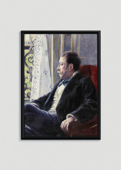 Plakat w drewnianej czarnej ramce: Portret mężczyzny 1880 Gustave Caillebotte impresjonizm