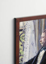 Plakat oprawiony w drewnianą brązową ramkę Vintage Italia: Portret mężczyzny 1880 Gustave Caillebotte impresjonizm