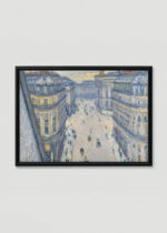 Plakat w drewnianej czarnej ramce: Rue Halévy Gustave Caillebotte impresjonizm Paryż