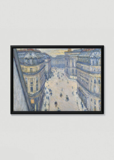 Plakat w drewnianej czarnej ramce: Rue Halévy Gustave Caillebotte impresjonizm Paryż