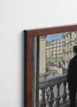 Plakat oprawiony w drewnianą brązową ramkę Vintage Italia: Młody człowiek przy oknie Gustave Caillebotte 1876