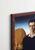 Plakat oprawiony w drewnianą brązową ramkę Vintage Italia: Grant Wood portret mężczyzny amerykański realizm
