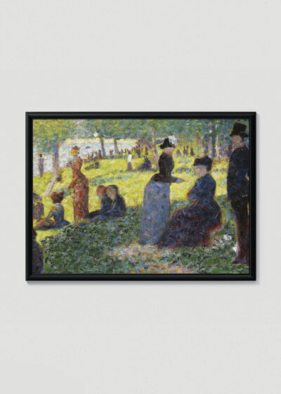 Plakat w drewnianej czarnej ramce: Georges Seurat pointylizm wiejski krajobraz vintage