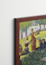 Plakat oprawiony w drewnianą brązową ramkę Vintage Italia: Georges Seurat pointylizm wiejski krajobraz vintage