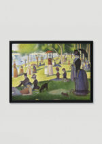 Plakat w drewnianej czarnej ramce: Niedzielne popołudnie na wyspie Grande Jatte Seurat
