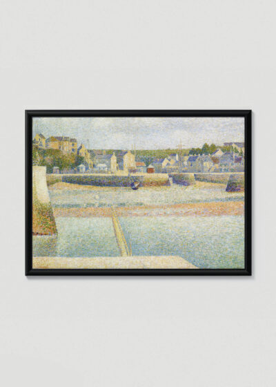 Plakat w drewnianej czarnej ramce: Port w Portrieux Georges Seurat pointylizm morski