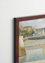 Plakat oprawiony w drewnianą brązową ramkę Vintage Italia: Port w Portrieux Georges Seurat pointylizm morski