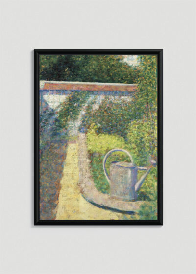 Plakat w drewnianej czarnej ramce: Georges Seurat ogród pointylizm neoimpresjоnizm