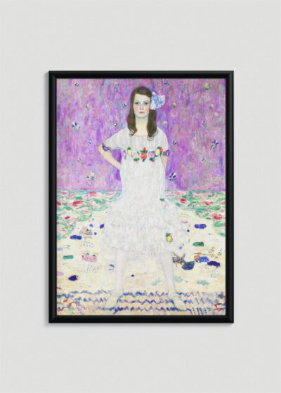 Plakat w drewnianej czarnej ramce: Gustav Klimt portret dziewczyny 1912 secesja wiedeń