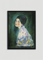 Plakat w drewnianej czarnej ramce: Gustav Klimt Portret kobiety 1916 secesja wiedeńska