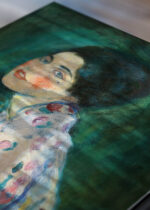 Zbliżenie na detale plakatu: Gustav Klimt Portret kobiety 1916 secesja wiedeńska