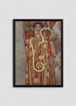 Plakat w drewnianej czarnej ramce: Hygieia Gustav Klimt reprodukcja Medycyna secesja