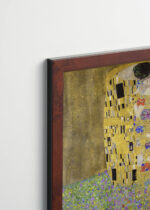 Plakat oprawiony w drewnianą brązową ramkę Vintage Italia: Pocałunek Gustav Klimt reprodukcja secesja wiedeńska