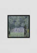 Plakat w drewnianej czarnej ramce: Gustav Klimt Dom wiejski w Górnej Austrii 1911