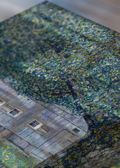 Zbliżenie na detale plakatu: Gustav Klimt Dom wiejski w Górnej Austrii 1911