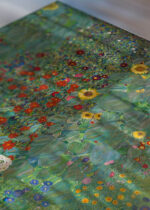 Zbliżenie na detale plakatu: Ogród wiejski ze słonecznikami Gustav Klimt