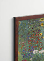 Plakat oprawiony w drewnianą brązową ramkę Vintage Italia: Ogród wiejski ze słonecznikami Gustav Klimt