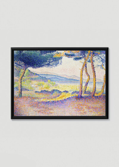 Plakat w drewnianej czarnej ramce: Henri-Edmond Cross pointylizm krajobraz śródziemnomorski