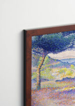 Plakat oprawiony w drewnianą brązową ramkę Vintage Italia: Henri-Edmond Cross pointylizm krajobraz śródziemnomorski