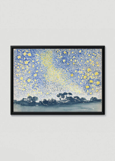 Plakat w drewnianej czarnej ramce: Henri Cross neoimpresjoniizm krajobraz śródziemnomorski