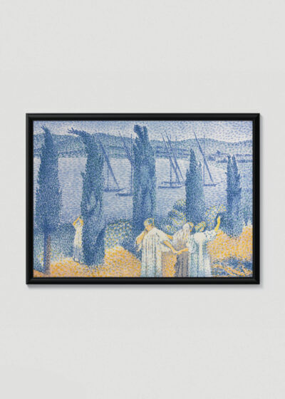 Plakat w drewnianej czarnej ramce: Henri-Edmond Cross pointylizm Morze Śródziemne