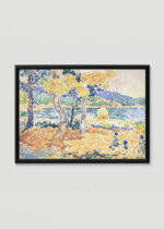 Plakat w drewnianej czarnej ramce: Henri-Edmond Cross pointylizm morze neoimpresjonsizm