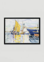 Plakat w drewnianej czarnej ramce: Henri-Edmond Cross port śródziemnomorski pointylizm