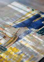 Zbliżenie na detale plakatu: Henri-Edmond Cross port śródziemnomorski pointylizm