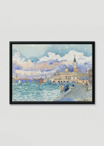 Plakat w drewnianej czarnej ramce: Wenecka Laguna Henri-Edmond Cross pointylizm