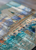 Zbliżenie na detale plakatu: Wenecka Laguna Henri-Edmond Cross pointylizm