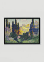 Plakat w drewnianej czarnej ramce: Henri-Edmond Cross neoimpresjionizm pointylizm
