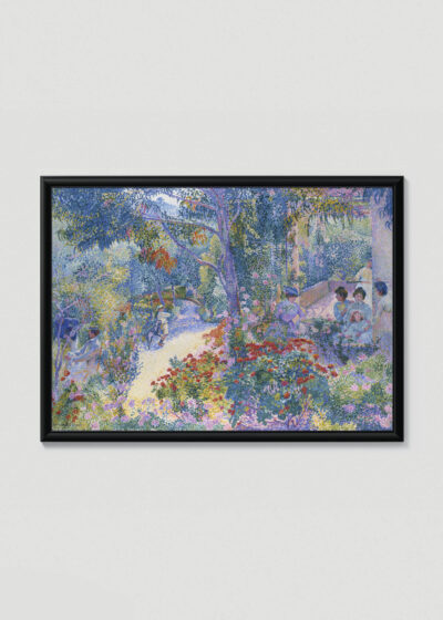 Plakat w drewnianej czarnej ramce: Henri-Edmond Cross ogród pointylistyczny neoimp