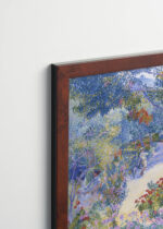 Plakat oprawiony w drewnianą brązową ramkę Vintage Italia: Henri-Edmond Cross ogród pointylistyczny neoimp