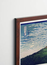 Plakat oprawiony w drewnianą brązową ramkę Vintage Italia: Czerwony Fuji Katsushika Hokusai japońska sztuka 1830