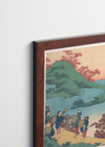 Plakat oprawiony w drewnianą brązową ramkę Vintage Italia: Hokusai japońska sztuka ukiyo-e góry wędrowcy