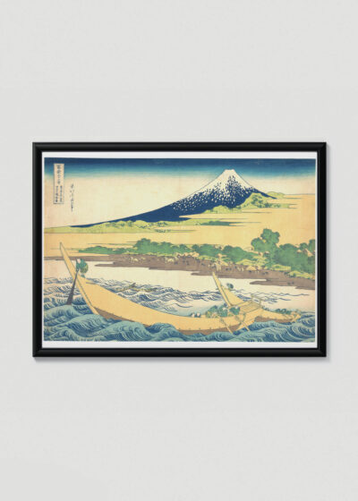 Plakat w drewnianej czarnej ramce: Tagonoura Suruga Hokusai 36 widoków góry Fuji