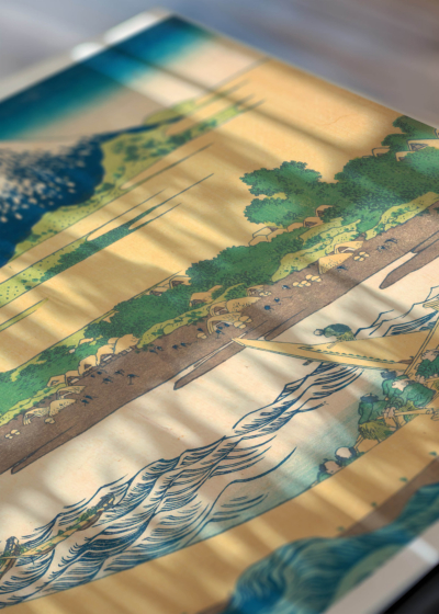 Zbliżenie na detale plakatu: Tagonoura Suruga Hokusai 36 widoków góry Fuji
