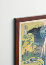 Plakat oprawiony w drewnianą brązową ramkę Vintage Italia: Wodospad Amida Katsushika Hokusai japoński drzeworyt