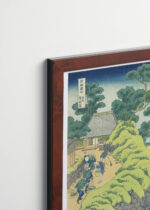 Plakat oprawiony w drewnianą brązową ramkę Vintage Italia: wodospad Hokusai widoki góry Fuji japońskie ukiyo-e