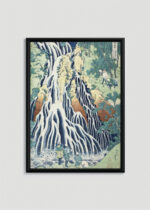 Plakat w drewnianej czarnej ramce: Wodospad Kirifuri Katsushika Hokusai ukiyo-e