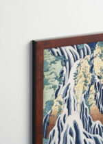 Plakat oprawiony w drewnianą brązową ramkę Vintage Italia: Wodospad Kirifuri Katsushika Hokusai ukiyo-e